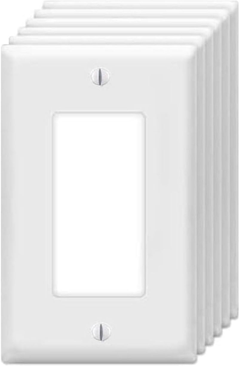 ZEFTV Decorator Wall Plates 1-Gang Switch Outlet Electrical Cover Plate Unbreakable Thermoplastic Faceplate for Light Receptacle Outlet Switch, White (6 Pack) - Image 1